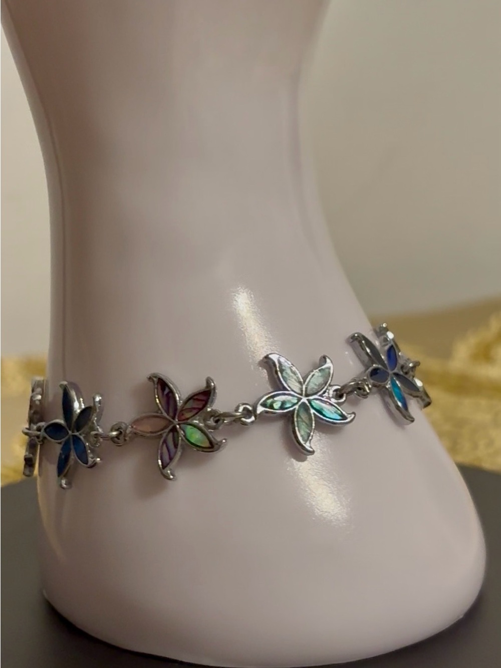 Gorgeous Vintage Multicolor Abalone Bracelet Starfish